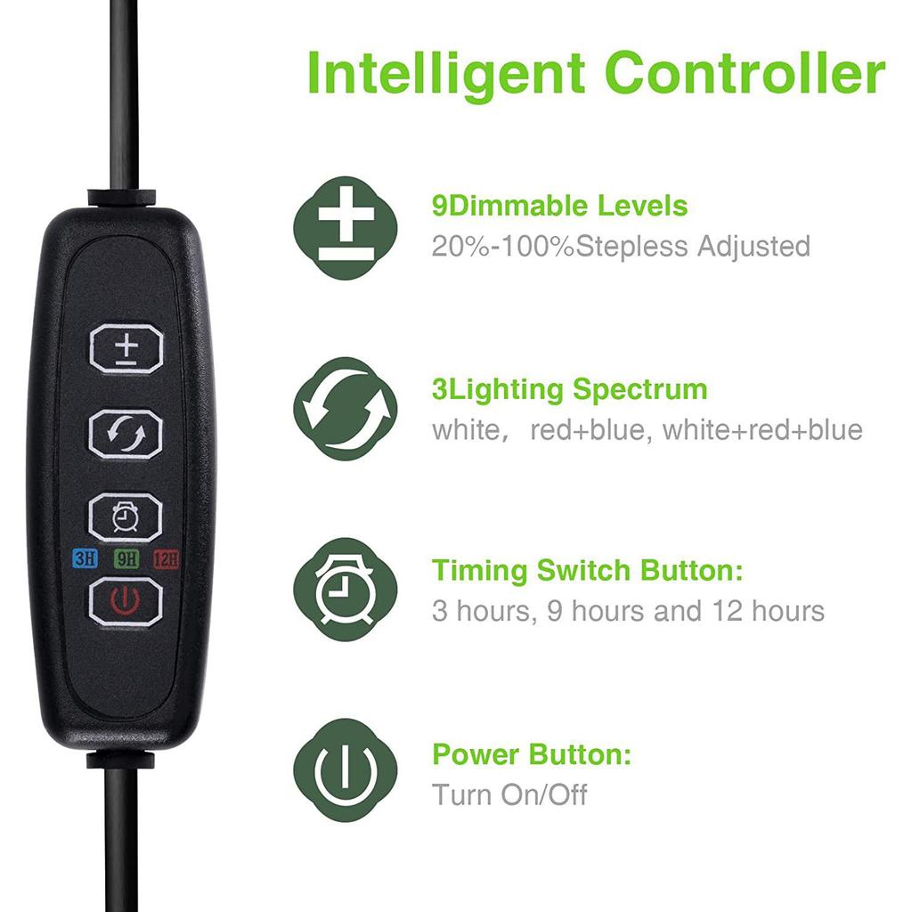 Светодиодные лампы полного спектра для выращивания комнатных растений, регулируемая по высоте лампа для выращивания с регулируемой яркостью, фитолампа для выращивания цветов Halo Ring