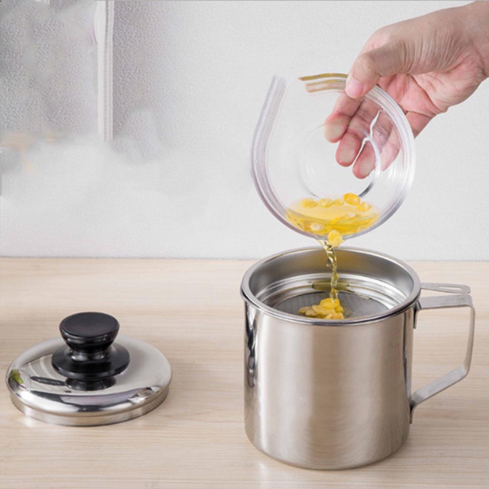 Контейнер пищевого масла и жира нержавеющей стали 1.3Л с фильтром для жира сетки фильтра