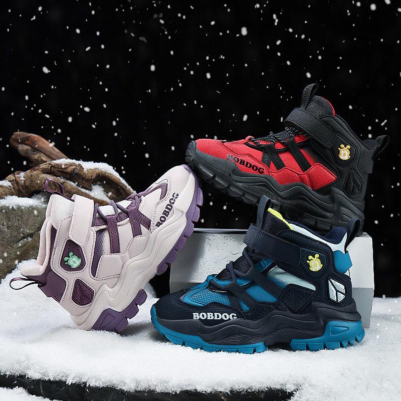 Детские зимние сноубутсы Babudou - Теплые на флисовой подкладке, Нескользящие, Водонепроницаемые уличные ботинки