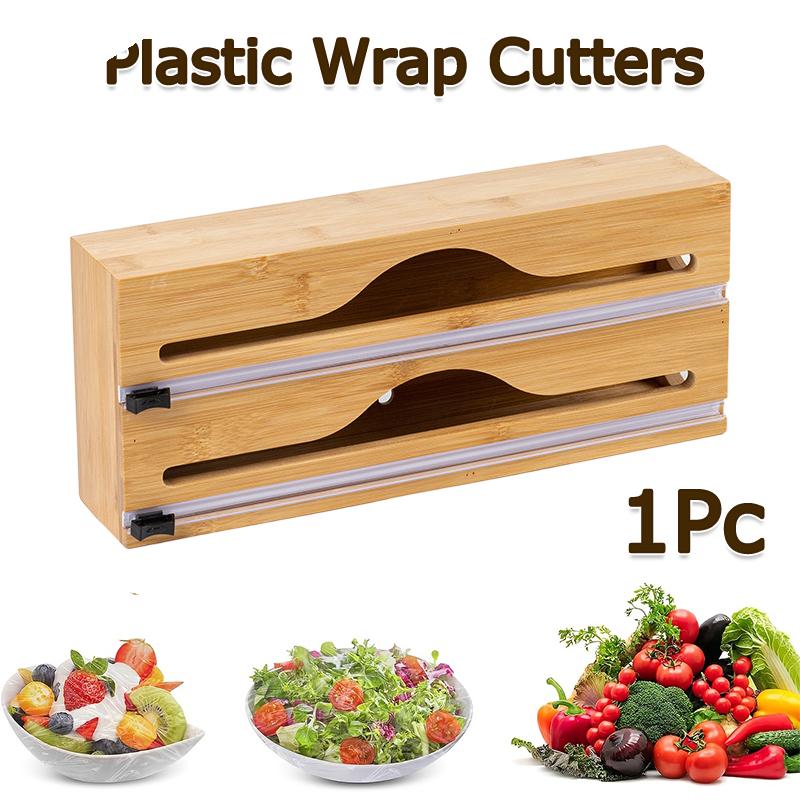 1 шт. Бамбуковая кухонная термопленка Daliy 2-в-1 Органайзер для упаковки Ресторан Алюминиевая фольга Резак Дом 1 Диспенсер для резки