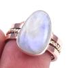 Natural Rainbow Moonstone Gemstone 925 Sterling Silver Two Tone Ring S.6.5 M2P34