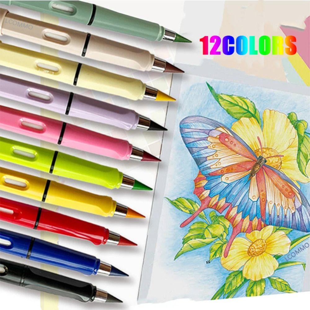 12pcs 12 Colors Eternal Pencil Nib Art Sketch Eternal Pencil Replacement Head Writing Accessories