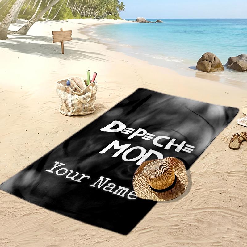 Depeche Mode Custom Beach Towel, Print Your Name Text Lightweight Absorbent Towel for Swimming Travel