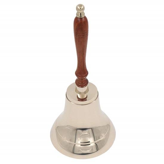 Большой тяжелый массивный латунный громкий колокольчик для свадьбы, Рождества, школы 27,94 см, полированная латунь