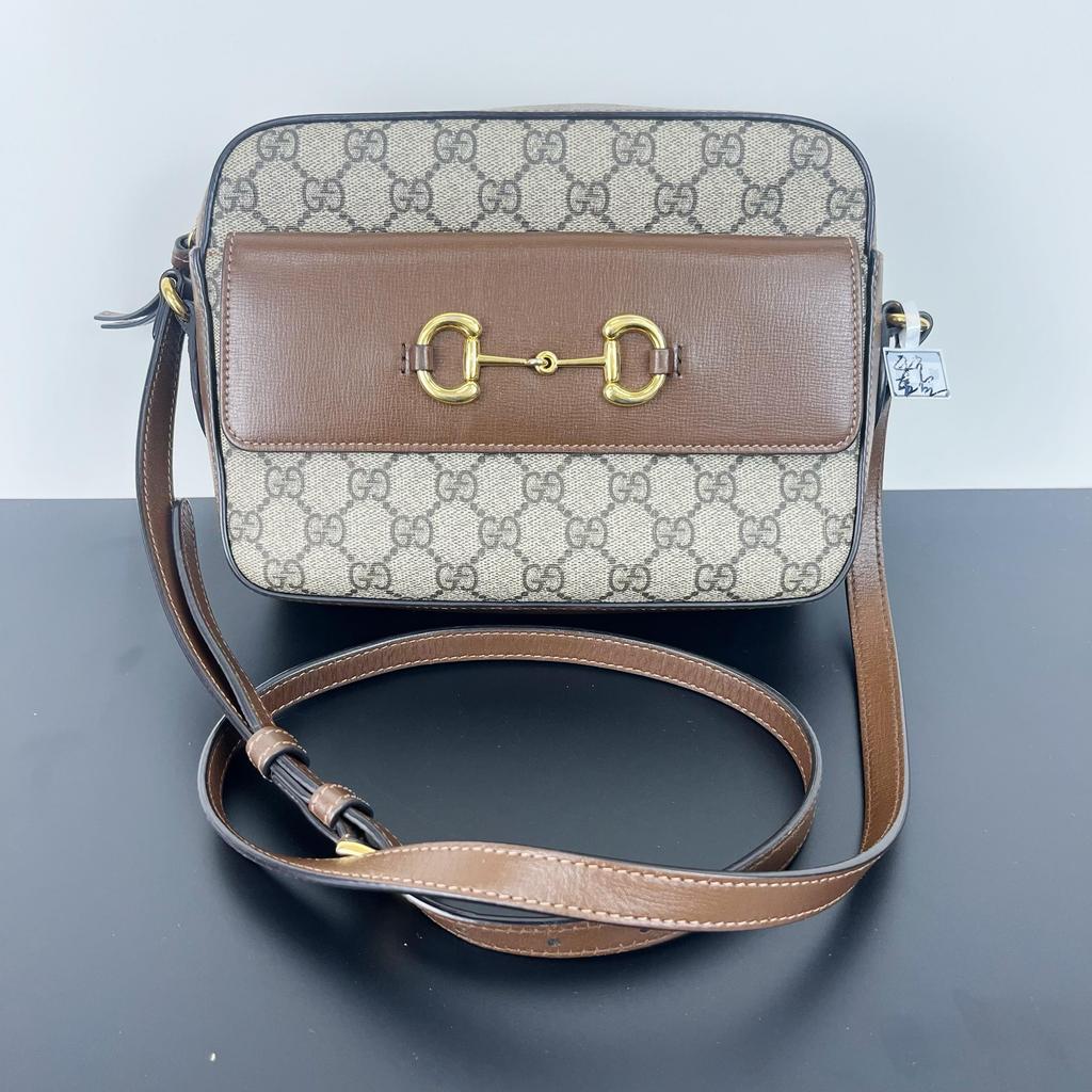 [Pre-Owned] Gucci Horsebit 1955 Small Shoulder Bag 'Beige/Ebony' - Excellent #88VANG