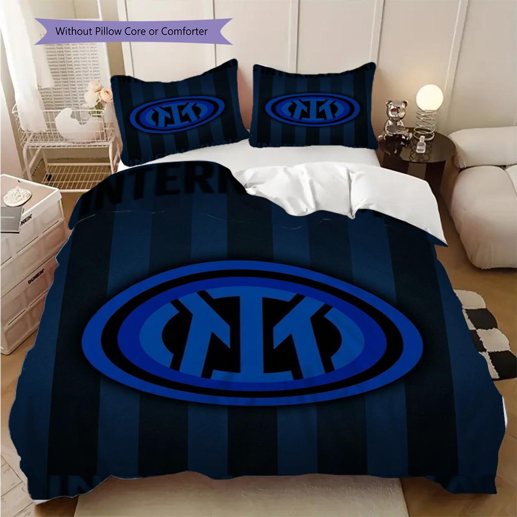 Inter Milan Emblem Background Bedding (1 * duvet cover + 2 * pillowcase, without core) Duvet cover and pillowcase Bedding set Christmas birthday gift
