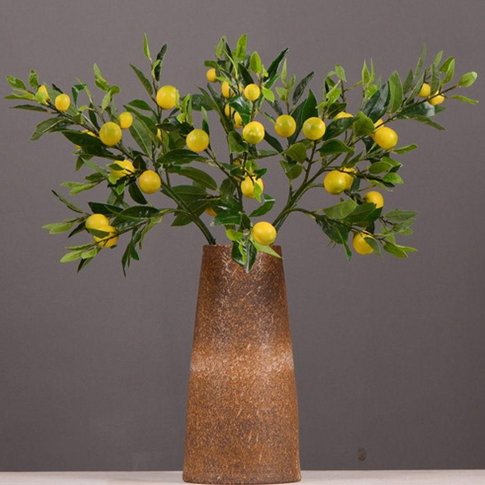 Luxury Artificial Lemon Branch Plastic Fake Plants Artificial Lemon Fruit Home Garden