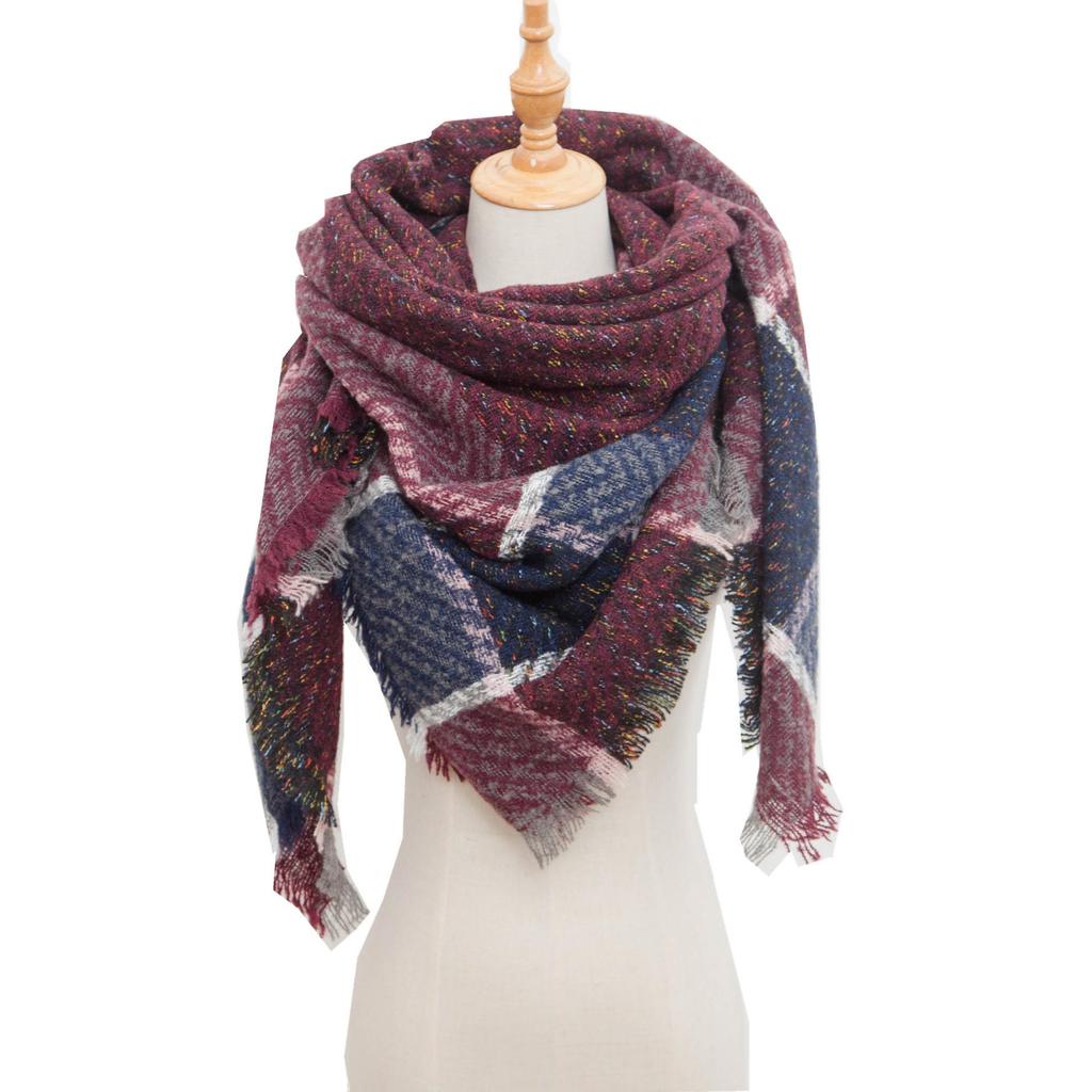 European and American Style Large Check Triangle Snood Scarf - Spring, Autumn, Winter