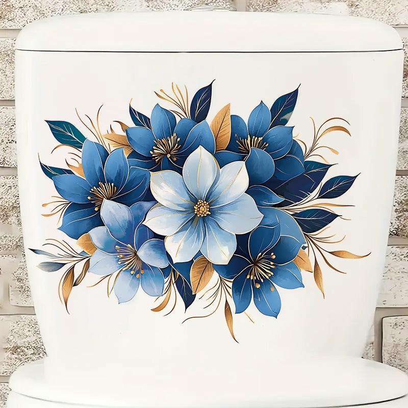 Свежие акварельные цветочные листья Наклейка на стену в туалет Самоклеящаяся Съемная Водонепроницаемая для зеркала в ванной Домашний декор Искусство