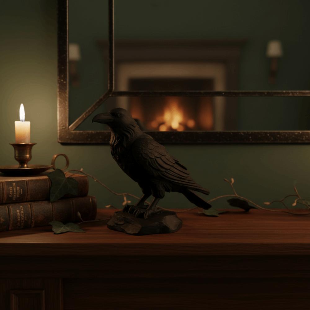 3D Printed Simulation Crow Model Raven Prop Bird Ornaments Craft Crow Statue Crafts Farm