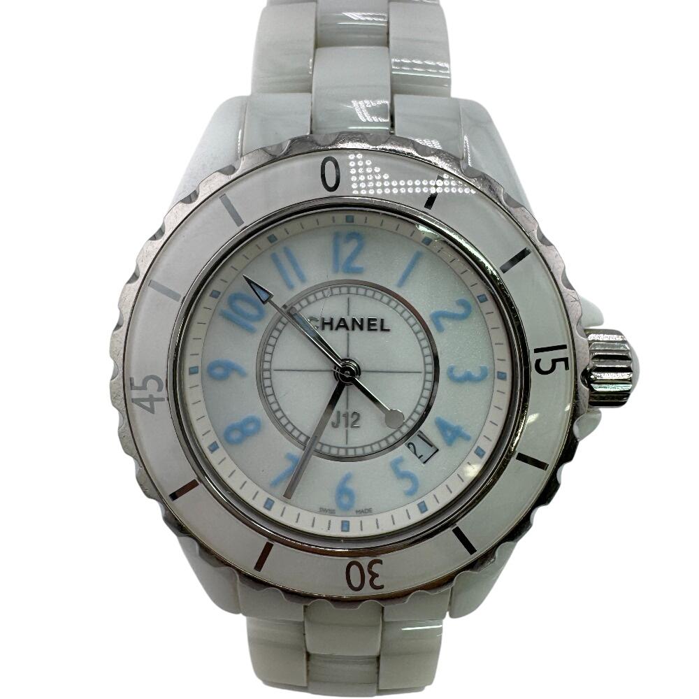 CHANEL Limited to 2000 Blue light Stainless Steel J12 H3826 Watches white Stainless Steel Women Used
