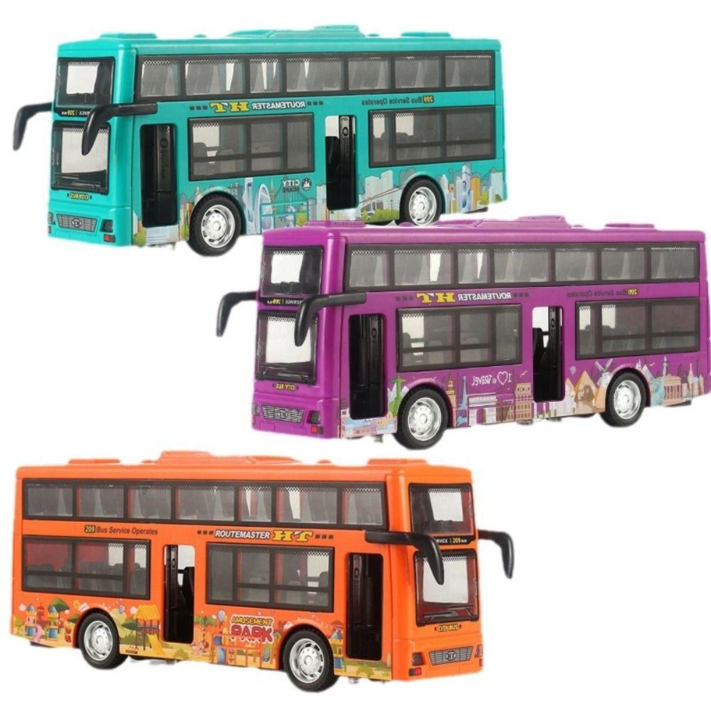 Friction Powered Double Decker Bus Model Open the Door Sightseeing Bus Model  Boys Toy
