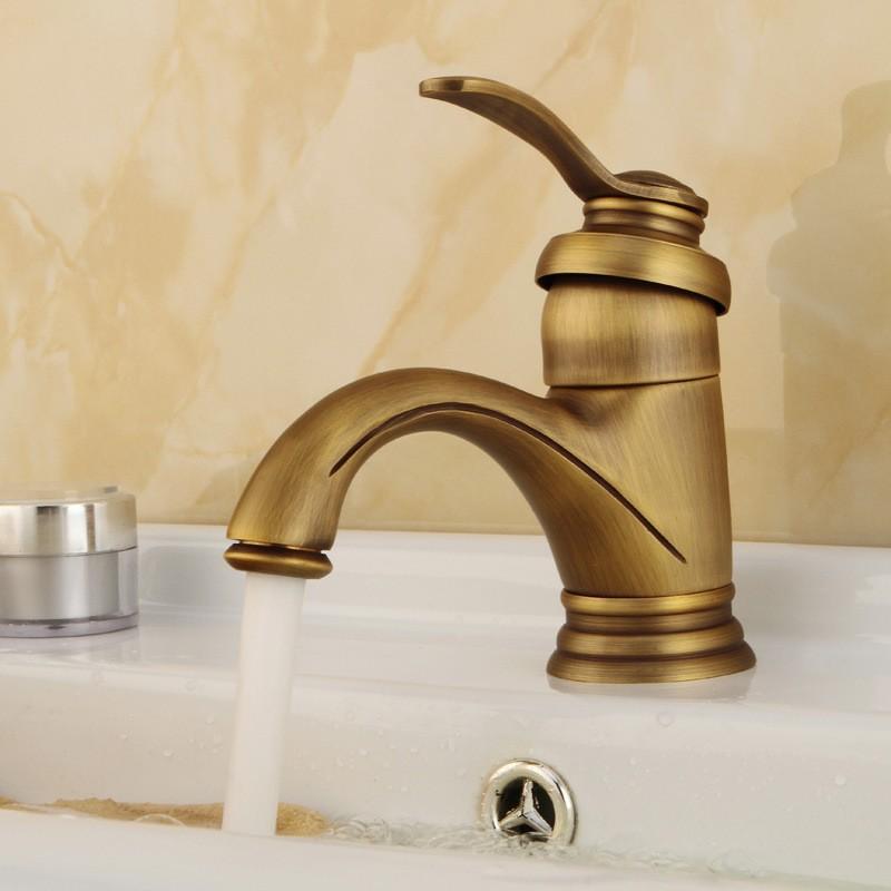 Luxury Bathroom Faucet Antique Brass Countertop Mount And Cold Water Single Handle Vanity Sink Mixer Faucet Bronze Mixer