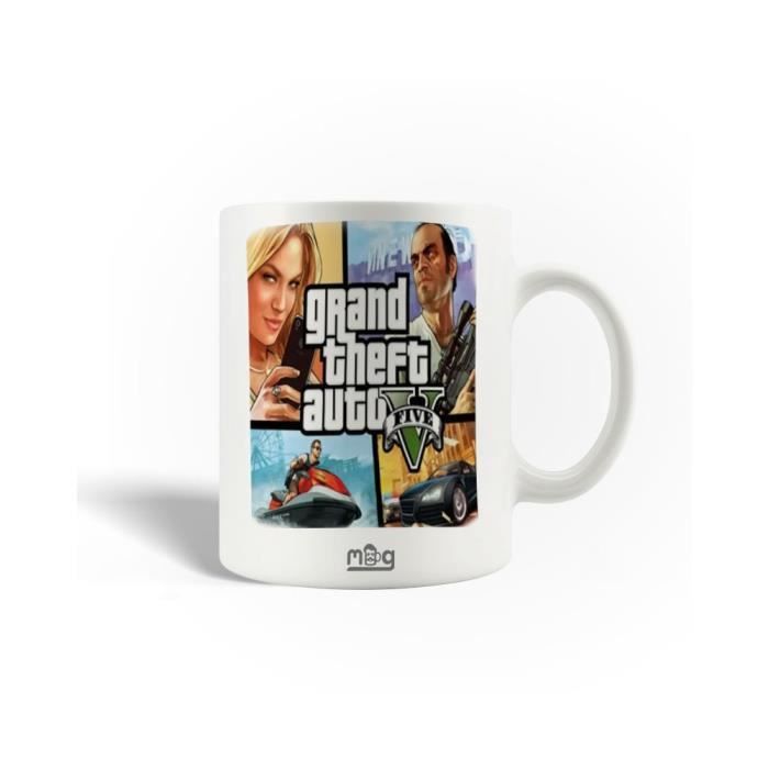 Ceramic Mug - GTA V - 30cl - White - Dishwasher Safe - Cylindrical