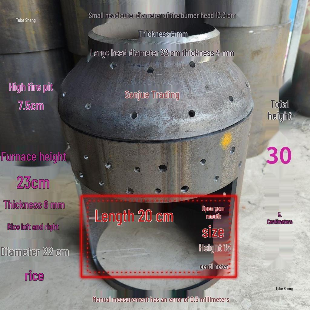 Firewood Gasifier Stove Fire Ring and Tank Head Accessories, Carbon Steel Inner Liner