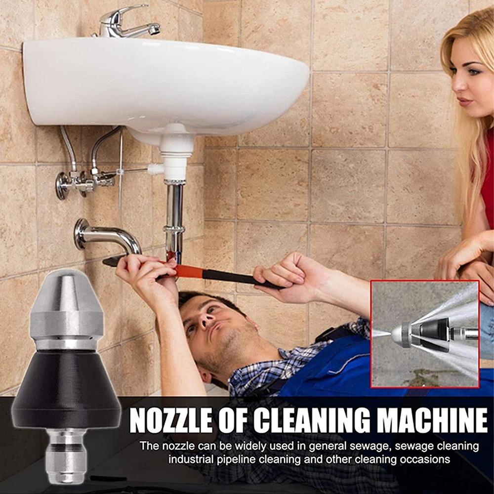 New Sewer Cleaning Tool High-pressure Nozzle with 1 Front Jet and 6 Rear Jets, 1pcs