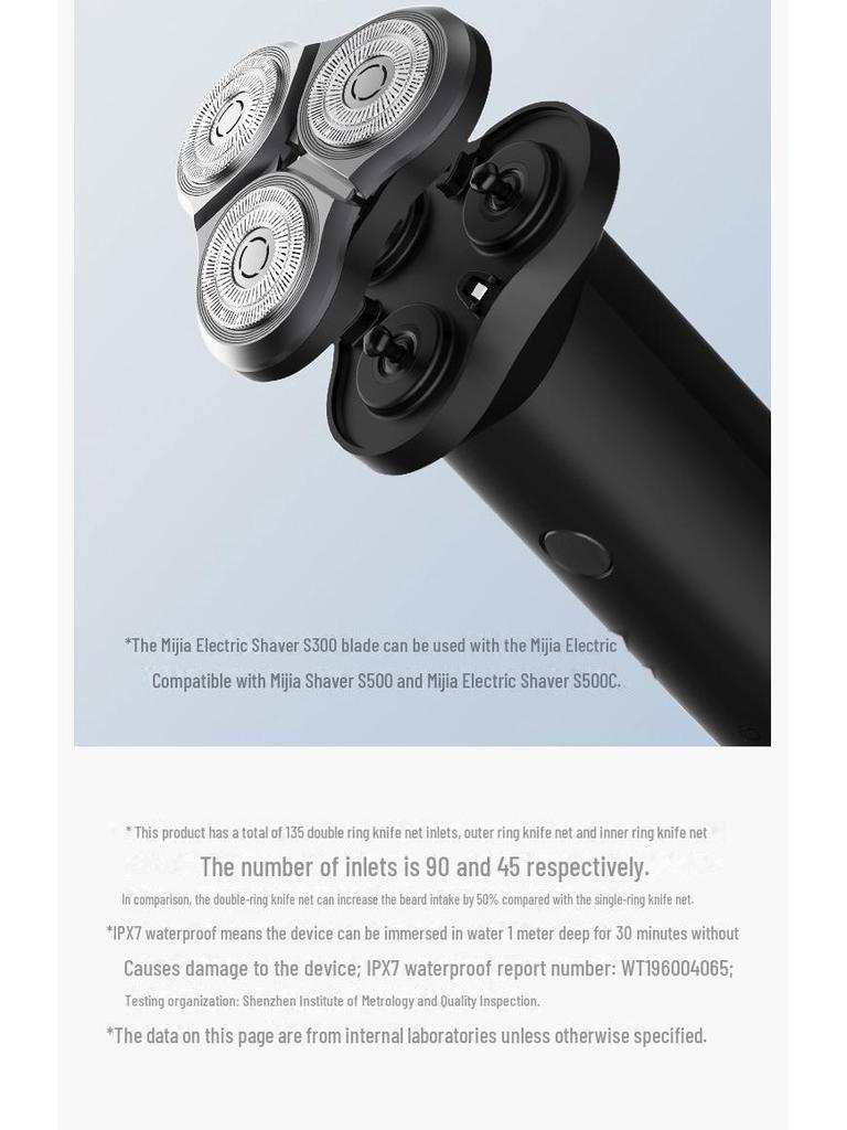 Электробритва для мужчин Xiaomi S300 — портативная, перезаряжаемая, многофункциональная, моющаяся, с тремя головками.