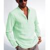 Men S Long Sleeve V Neck Casual Beach Cotton Linen Blend Shirt