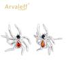 Серьги-пусеты Arvaleff из стерлингового серебра 925 пробы в виде пауков на Хэллоуин с покрытием из серебра 14 карат.