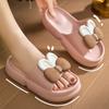 Women Slippers Bath Thick Platform Non-Slip Home Bow Flip Flops 2024 Summer Beach Sandals Ladies Slides Indoor Shoes