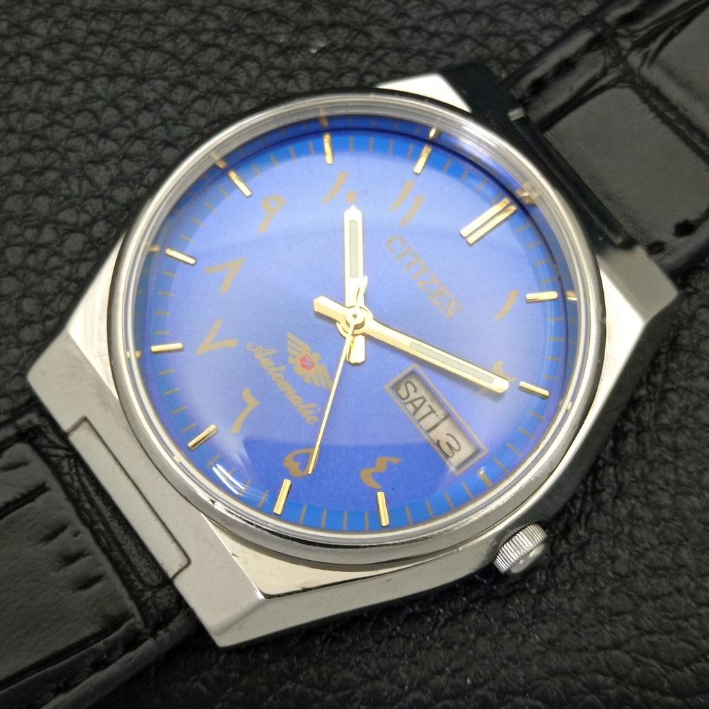 Б/у винтажные мужские часы Citizen Automatic 8200 из Японии с синим циферблатом в арабском стиле a434804-2 R123-a434804