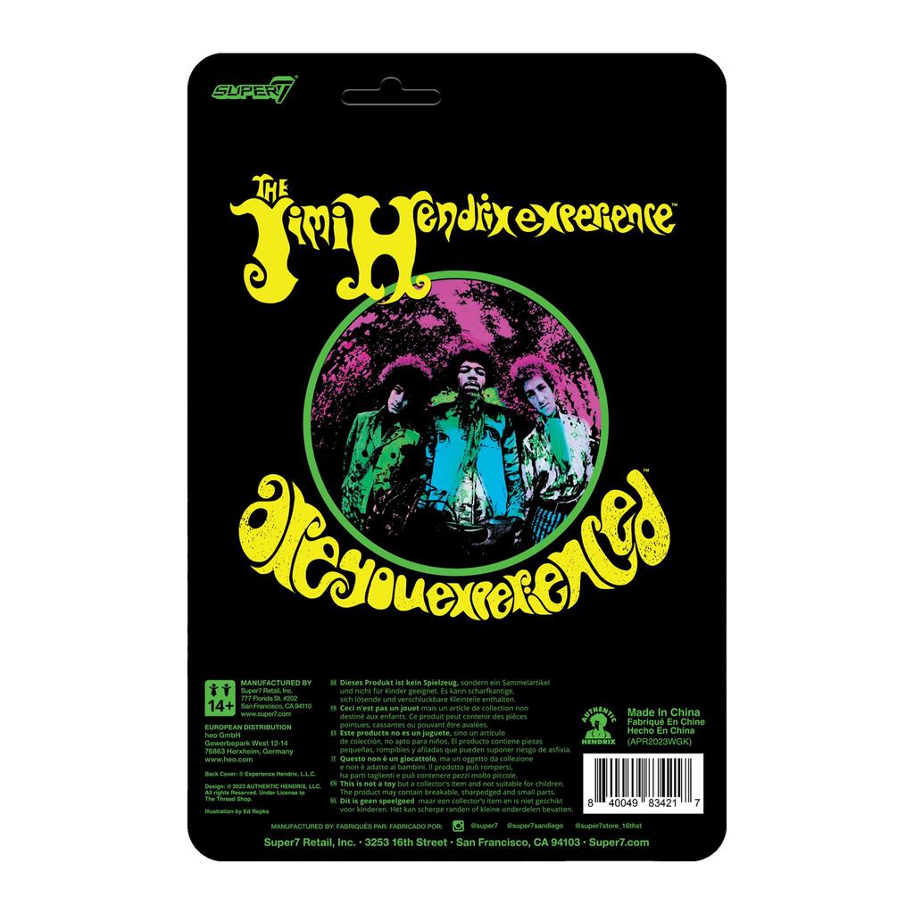 Фигурка Джими Хендрикса Super7 Blacklight You Jimi Hendrix с аксессуарами, включающая в себя коллекцию классического рока и ретро-игрушки (Опытные) -