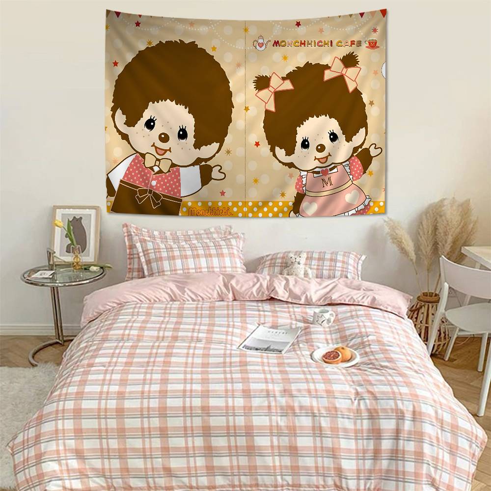 Popular Logo MMonchhichi Fashion Chart Tapestry Art Science Fiction Room Home Decor Cheap Hippie Wall Hanging
