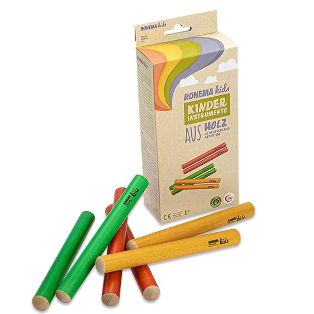 ROHEMA Kids' Percussion Color Claves, 3-Pair Set, 618077
