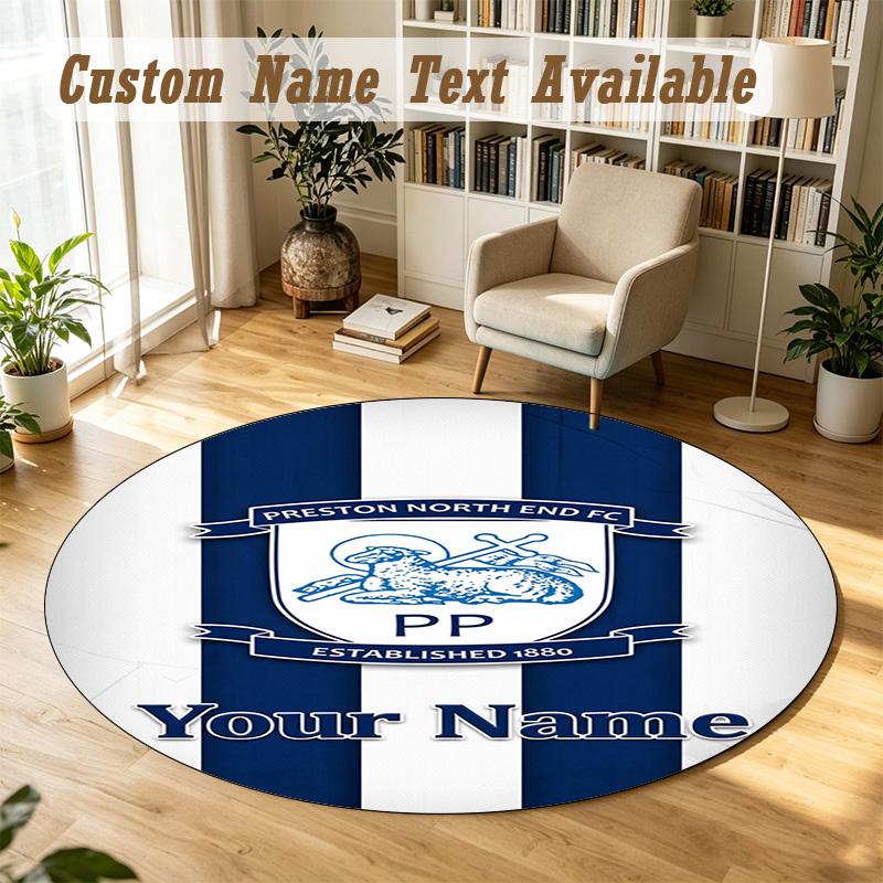 Round Rug Custom NamePreston North End Pattern Non Slip Carpet Home Floor Decor