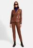 AL KHALID Genuine Lambskin Leather Stylish Button Women BROWN Party Classic Blazer Real
