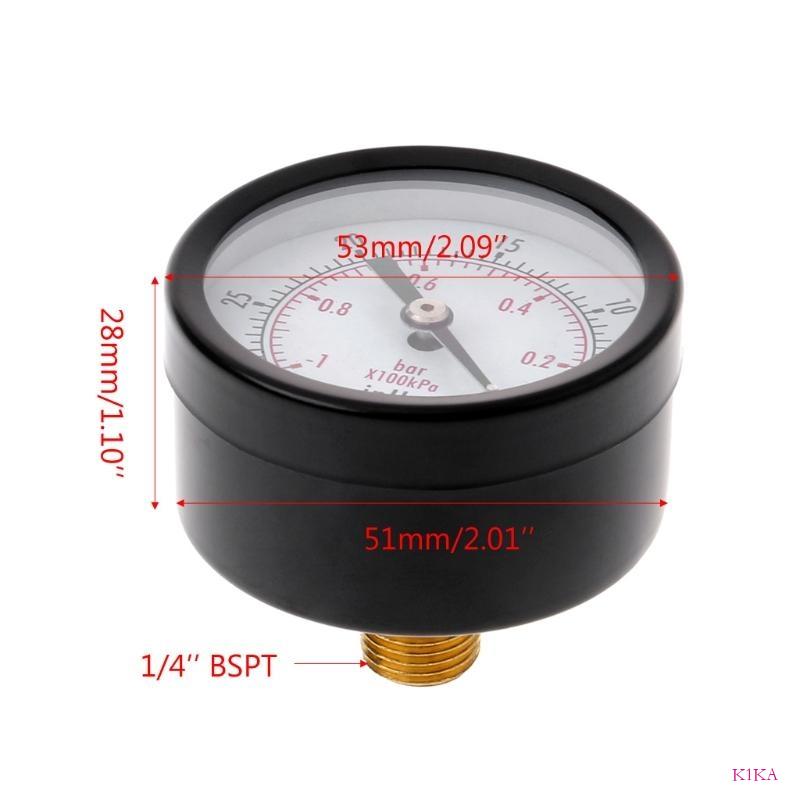 K1KA Vacuum Manometer Pressure Gauge 1/4" BSPT Thread Sturdy for Case 0~-30inHg 0~-1b