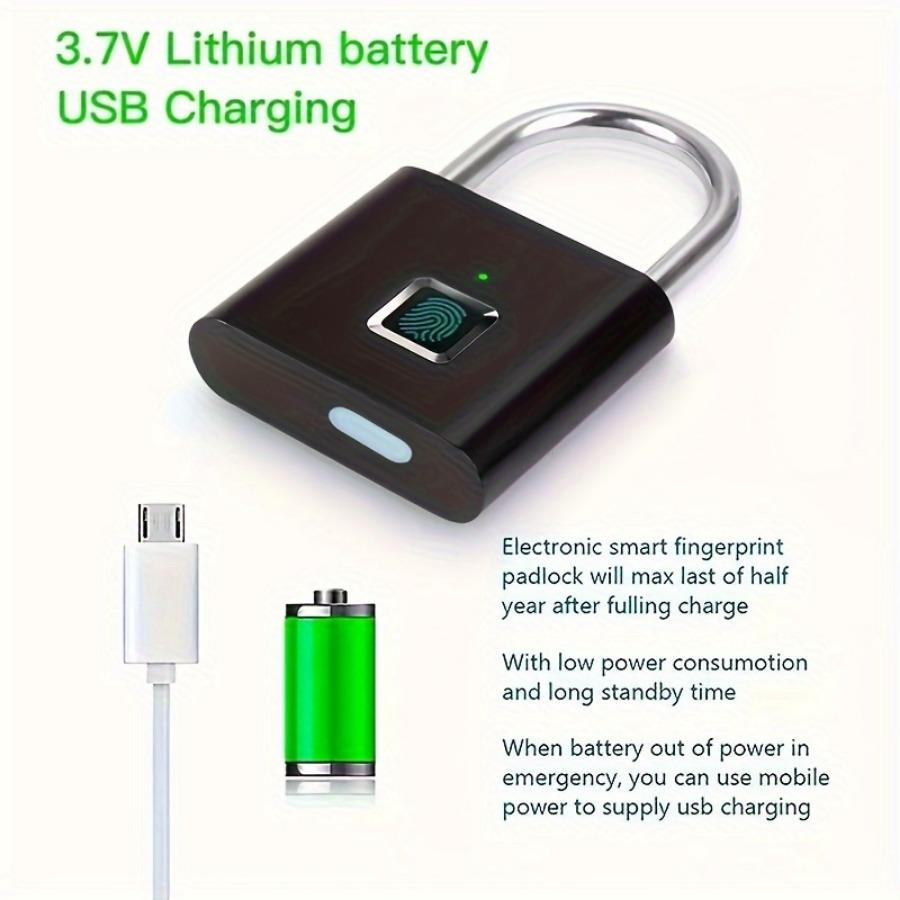 Умный навесной замок с отпечатками пальцев, водонепроницаемый биометрический дверной замок без ключа с отпечатками пальцев, USB перезаряжаемый защитный замок для разблокировки дома