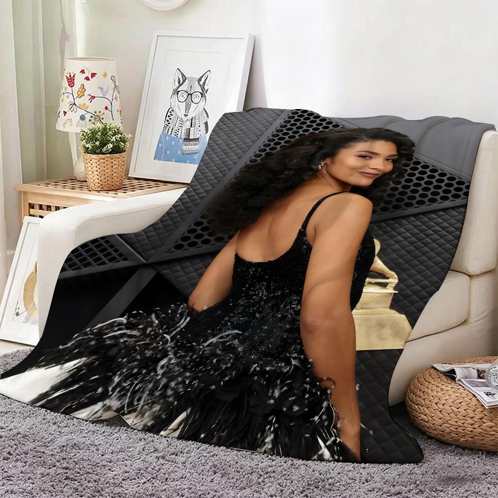 Popular Singer 0-Olivia De-an Throw Lightweight 240g Flannel Blanket Soft Skin-friendly for Summer Cooling