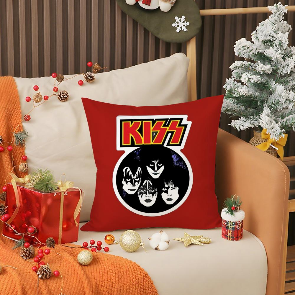 American Rock K-Kiss Band Pillow Case Anti-dustmite Pillow Invisible zipper silky short plush Sofa cushion cover