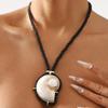 Летнее пляжное ожерелье-ракушка ZA Личность Преувеличенный Сладкий Крутой Стиль Черная веревка Цепочка на ключицу