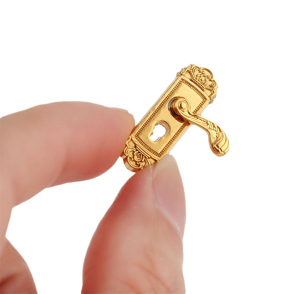 Toy Keyhole Plate Brass Knobs Miniature Door Handles Mini Furniture Pull Dollhouse Lock Key Set