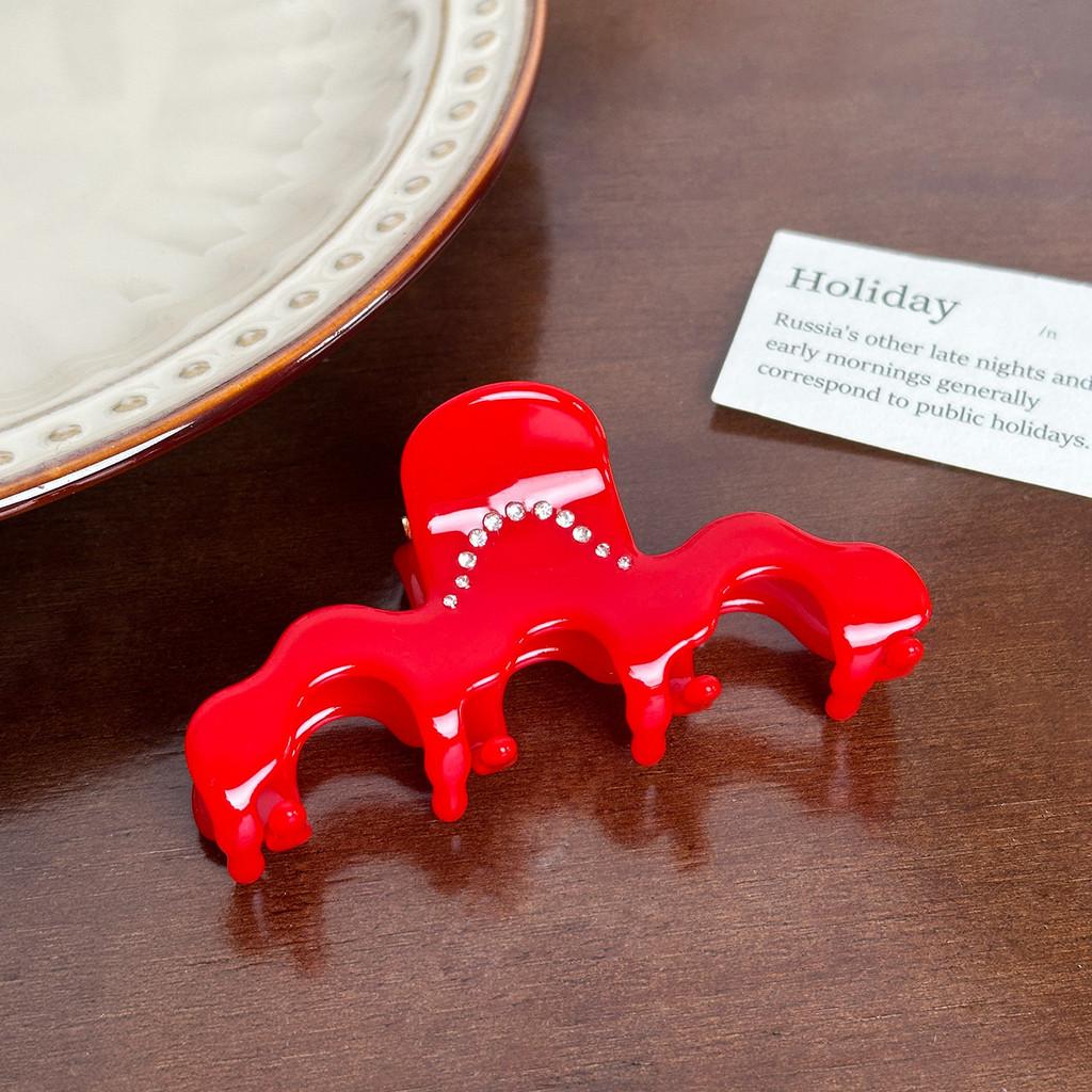 Стильная корейская ацетатная заколка для волос средней волны с акцентами из драгоценных камней для шикарных причесок