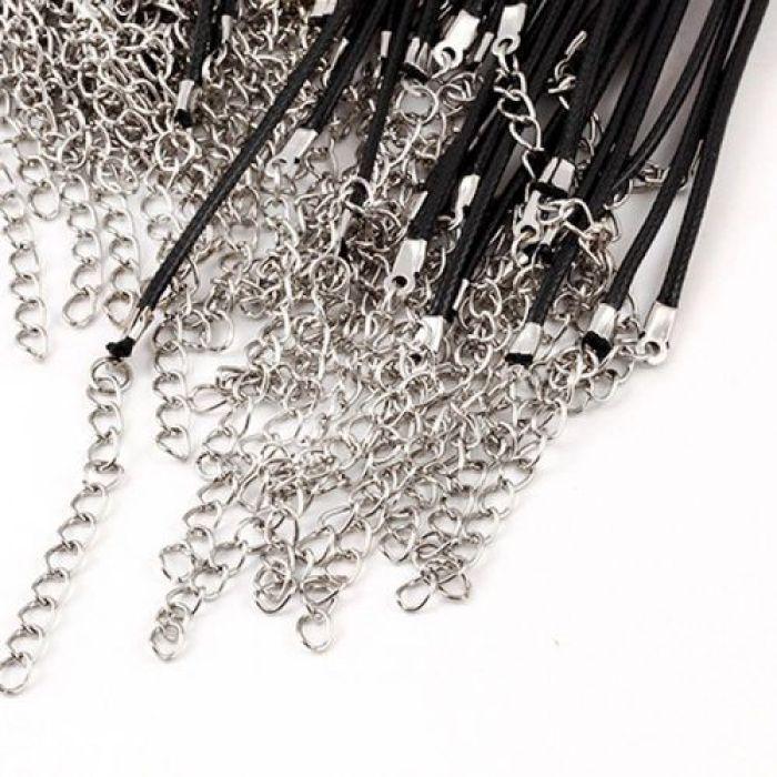 Товары для вечеринок своими руками ожерелье черное унисекс оптовая продажа восковая нить плетеный карабин PU кожаные аксессуары шнур веревка кулон