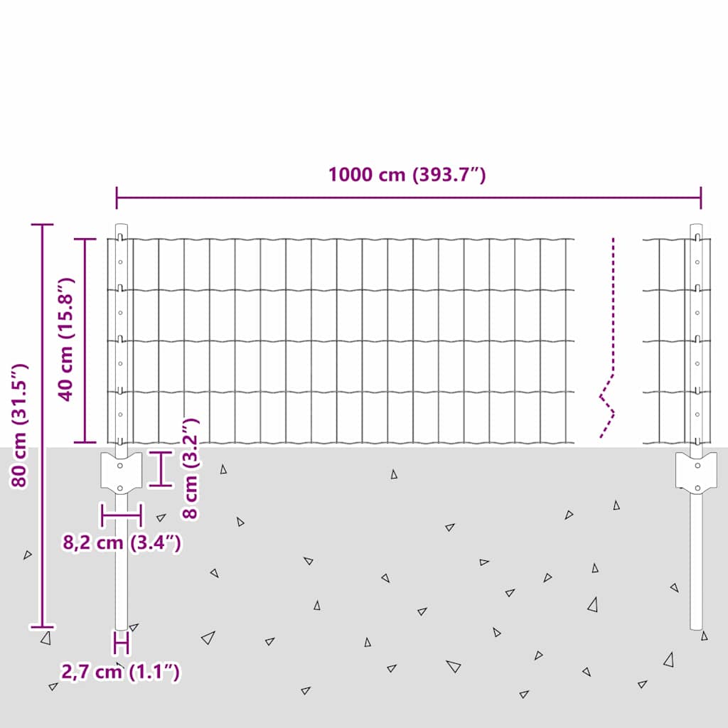 Welded Wire Fence 10 x 0.4 m (W x H)