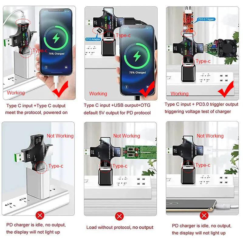 USB Tester DC Type-C PD Digital Voltmeter Amper Voltage Current Monitor Ammeter Detector Power Bank Charger Capacity Meter 8.0A