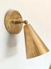 Light Raw Brass Wall Sconce Light | Italian Wall Scone Lamp | Cone Wall Lamp Scone | Mid Century Wall Scone Fixture
