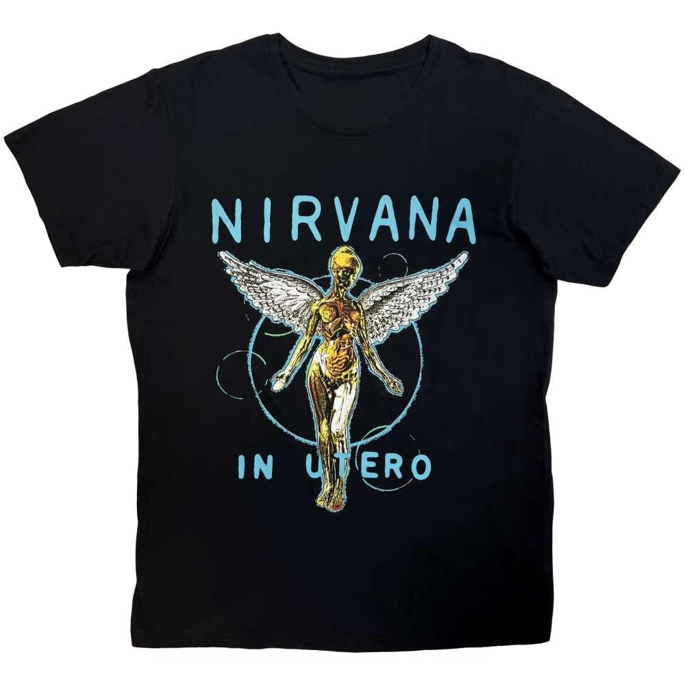 Унисекс футболка Nirvana Черная Хлопок 2026 Лето Новинка Круглый вырез Свободная Рубашка Стиль Y2k Grunge Hiphop Унисекс Мягкая Короткий рукав