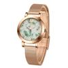 Retro Chinese Style Blue and White Porcelain Mesh Band Alloy Ladies Fashion Quartz Watch with Pointer Dial