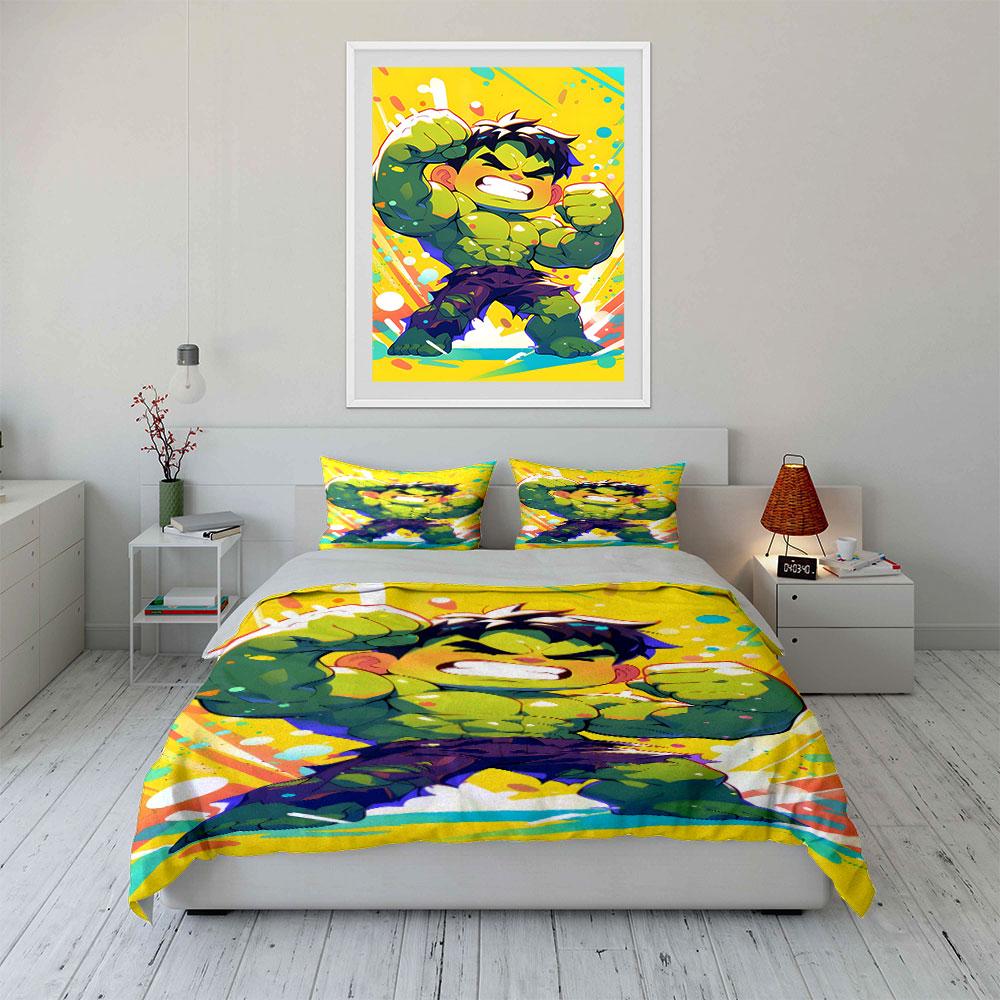 Green character cartoon design. Bedding sets Duvet cover sets Duvet covers Pillowcases(1*Duvet Cover 2*Pillowcases without duvet insert)