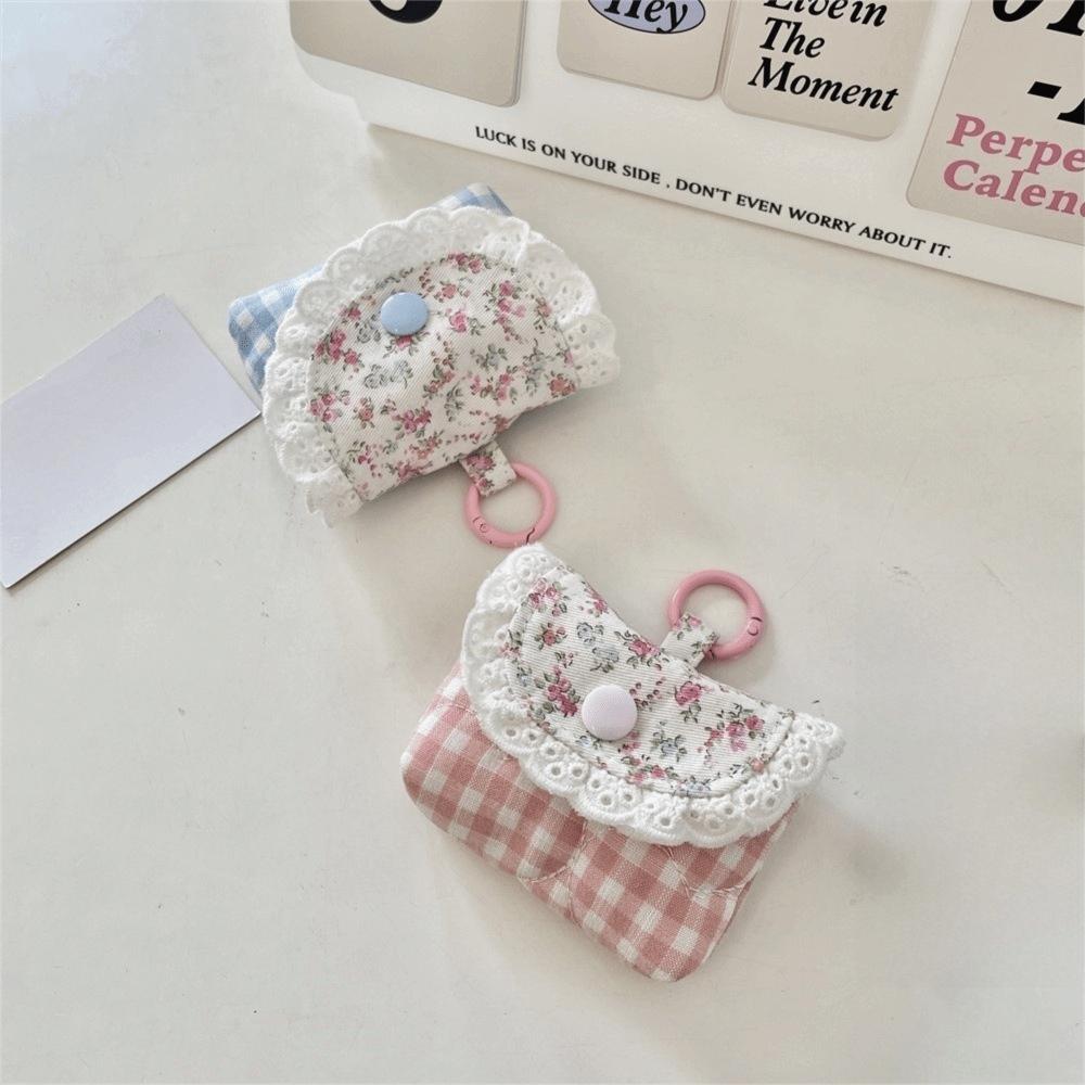 Multifunctional Earphone Storage Bag Plaid Earphone Mini Pouch Headphone Case Daily Use