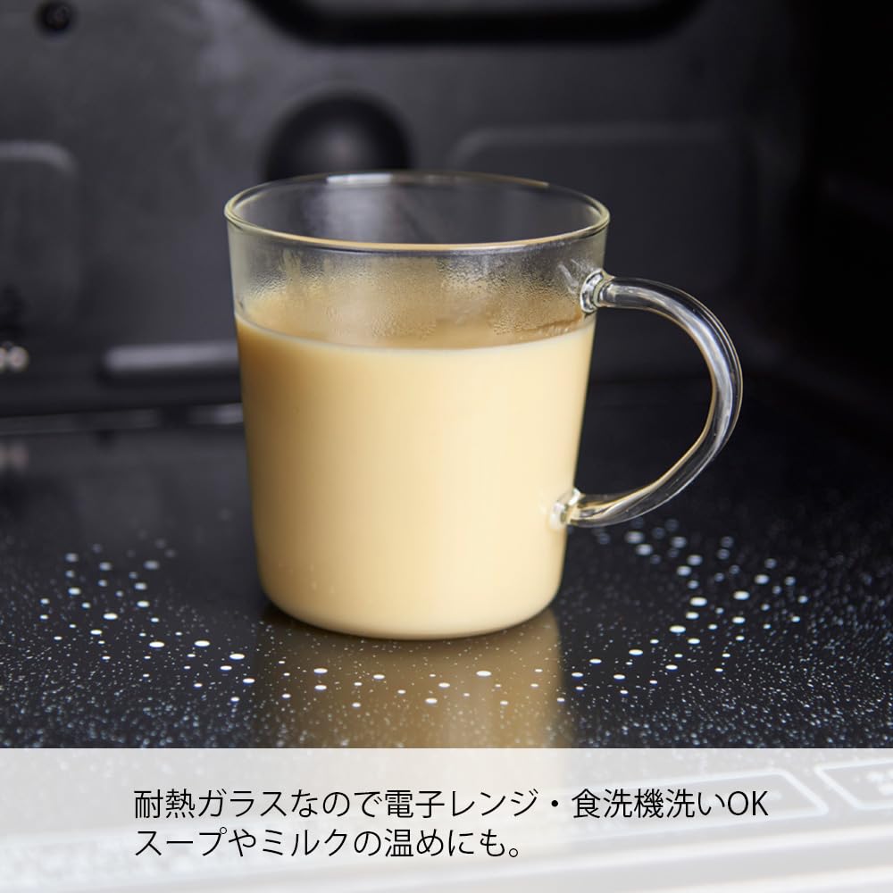 HARIO Straight Set of Microwave and Dishwasher Made in Mug, 2, 300ml, Coffee/Tea Glasses, Safe, Heat-Resistant Glass, Japan, SRM-1824