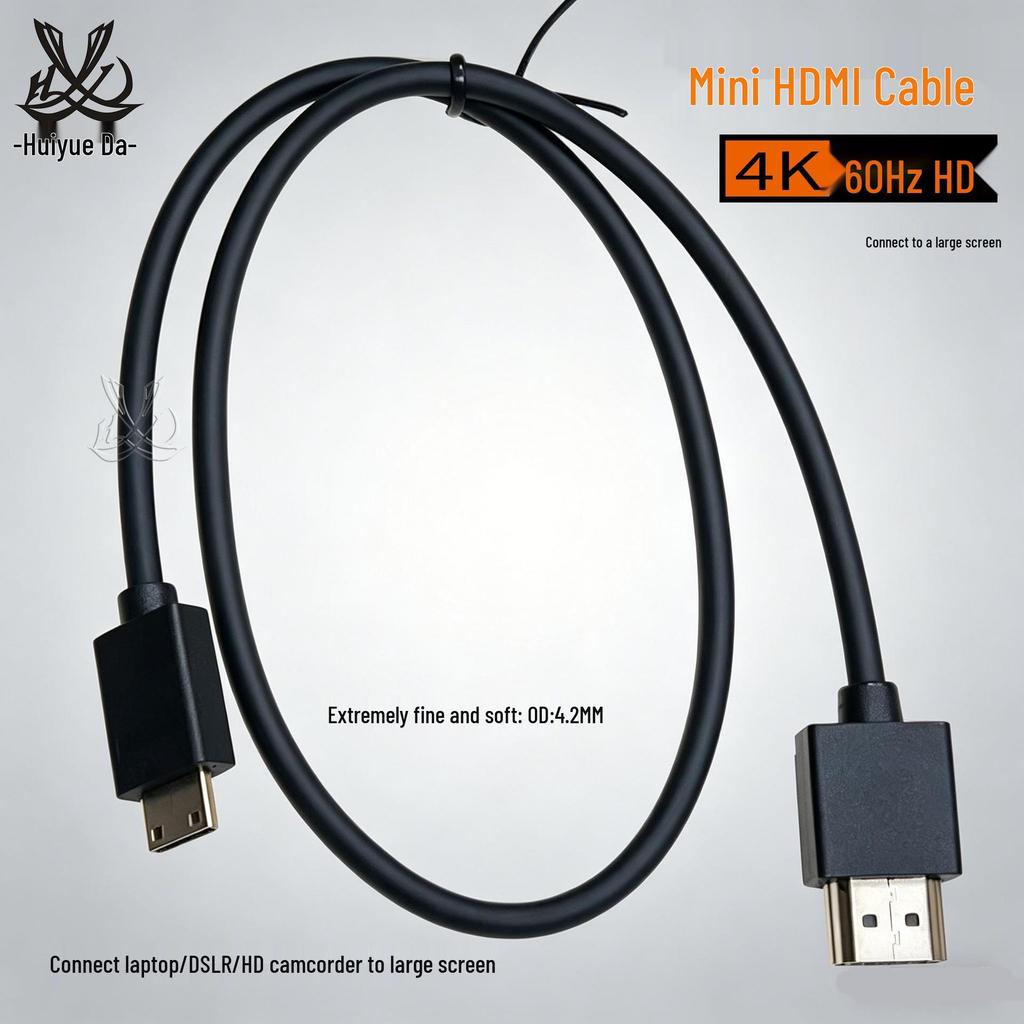 4K Мини HDMI на HDMI Тонкий Мягкий Кабель, Чистая Медь, HDMI 2.0 для Подключения Камеры DSLR к Монитору