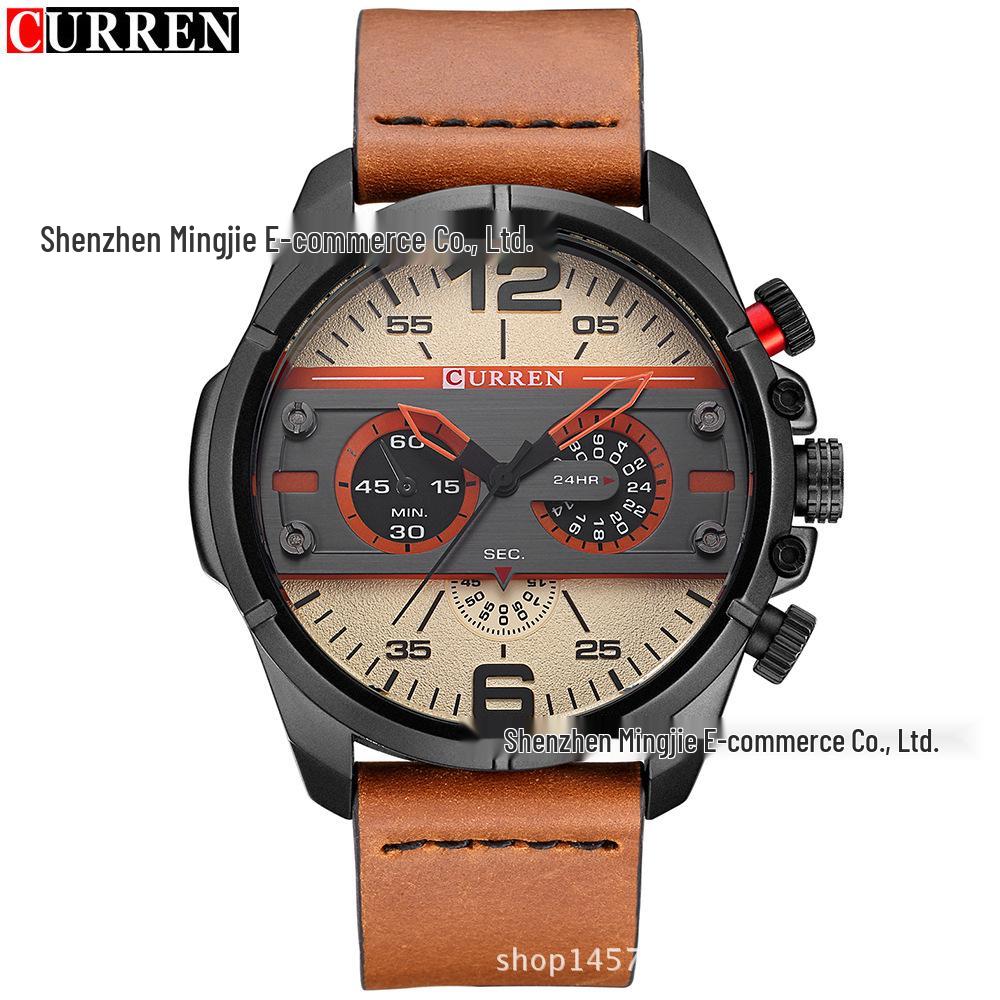 CURREN 8259 Модные мужские спортивные кварцевые часы с большим циферблатом