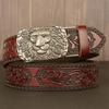 Belt Genuine Leather Belt for Men Carving Pattern Automatic Buckle Belt Strap for Jeans