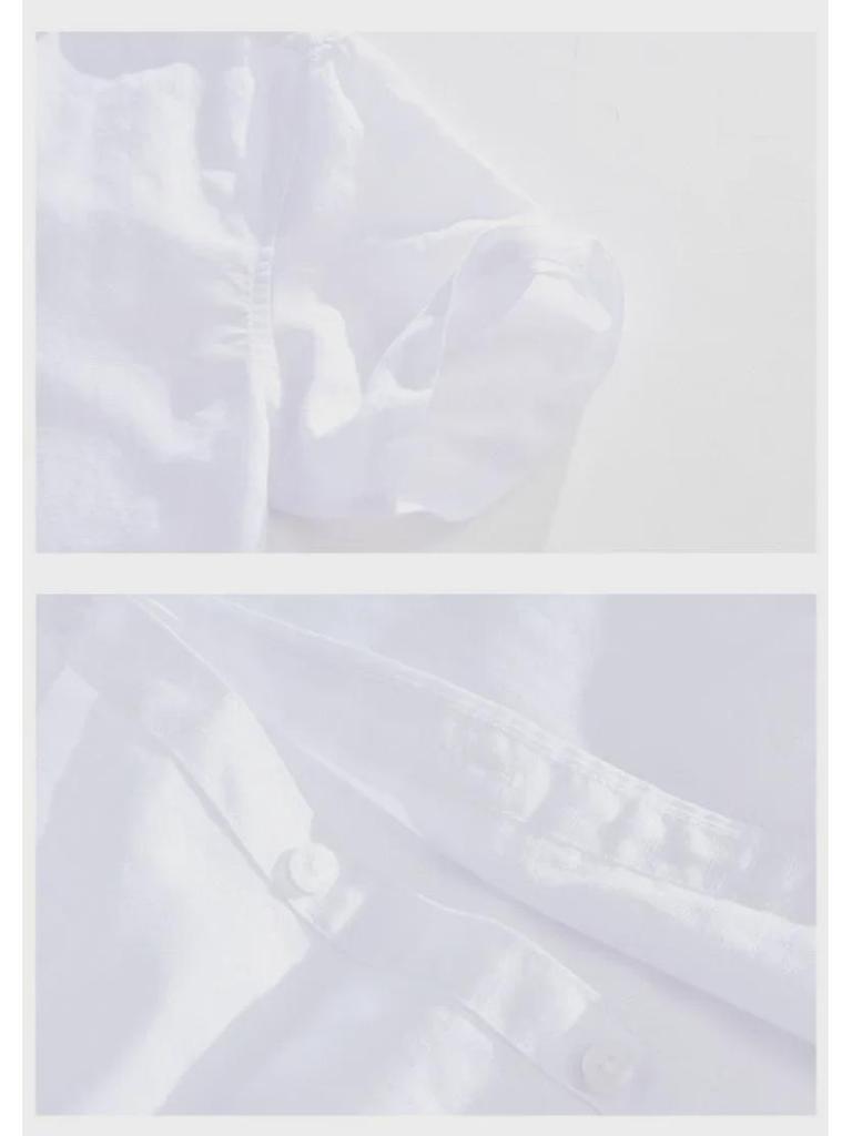 Мужская льняная рубашка темно-синего цвета с короткими рукавами — воротник-стойка, свободный крой, дышащая, универсальная, в японском ретро-стиле, повседневная.